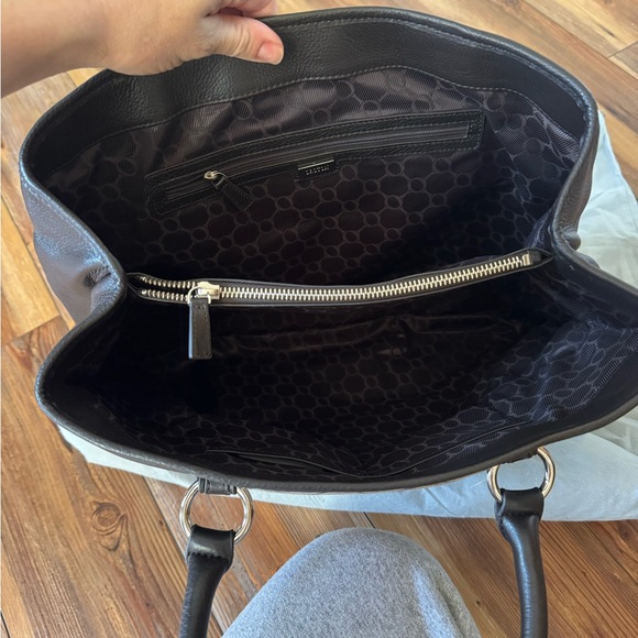 New Oroton Jacquard & Leather Tote Handbag Brown Beige - Picture 2 of 3